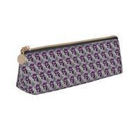 Astuccio triangolare con stampa di teschi viola e rosa, astuccio per cosmetici, organizer da viaggio, versatile per tutti i giorni