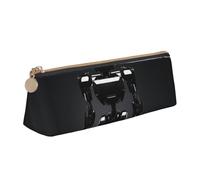 Astuccio triangolare con stampa robot nero, per penne, accessori per il trucco e oggetti quotidiani, Bianco, One Size