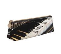 Astuccio triangolare con tasti di pianoforte con note musicali, astuccio per cancelleria, organizer per uso quotidiano, accessorio da viaggio per ufficio