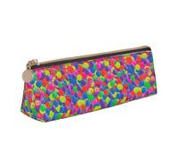 Astuccio triangolare in pelle con motivo a palline da pickleball, con cerniera, per ragazzi e ragazze, allievi, per lavoro e scuola, bianco, Taglia unica, Astuccio per trucchi