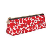 Astuccio triangolare in pelle con stampa a cuore con cerniera, per ragazzi e ragazze, per studenti al lavoro e a scuola, bianco, Taglia unica, Astuccio per trucchi