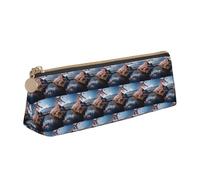 Astuccio triangolare in pelle con stampa del Monte Fuji del Giappone, con cerniera, per ragazzi e ragazze, per lavoro e scuola, bianco, Taglia unica, Astuccio per trucchi