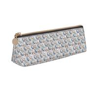 Astuccio triangolare in pelle con stampa di lama, alpaca, cactus, con cerniera, per ragazzi e ragazze, per lavoro e scuola, bianco, Taglia unica, Astuccio per trucchi