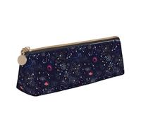 Astuccio triangolare in pelle con stampa di mappa stellare con cerniera per ragazzi ragazze studenti per lavoro e scuola, bianco, Taglia unica, Astuccio per trucchi