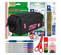 Astuccio Triplo Colepack Fluor Rosa con Materiale Scolastico Incluso