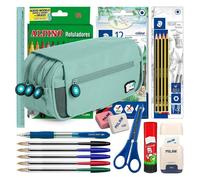 Astuccio Triplo Grafoplás Bitsbobs Blu Soft con Materiale Scolastico Incluso