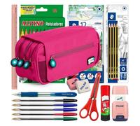 Astuccio Triplo Grafoplás Bitsbobs Magenta con Materiale Scolastico Incluso