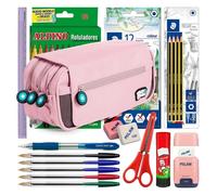 Astuccio Triplo Grafoplás BitsBobs Rosa Soft con Materiale Scolastico Incluso