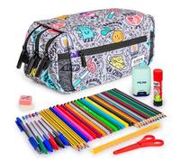 Astuccio Triplo Grafoplás Design con Materiale Scolastico Incluso