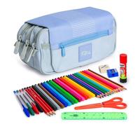 Astuccio Triplo Grafoplás Kuru24 Blu con Materiale Scolastico Incluso