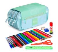 Astuccio Triplo Grafoplás Kuru24 - Kit Scolastico 36 Oggetti Verde