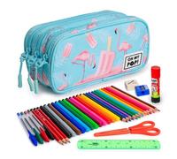 Astuccio Triplo Karactermania Ice Flamingo con Materiale Scolastico Incluso