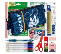 Astuccio Triplo Karactermania Mickey Blu con Materiale Scolastico