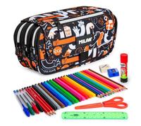Astuccio Triplo Milan Fingers con Materiale Scolastico Incluso