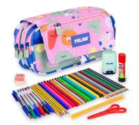 Astuccio Triplo Milan Green & Grow con Cerniere Resistenti e Materiale Scolastico Incluso
