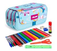 Astuccio Triplo Milan Roller con Materiale Scolastico Incluso