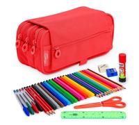 Astuccio Triplo Officebox Colepack Eco Corallo con Materiale Scolastico Incluso