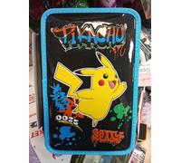 Seven Astuccio Scuola Pokemon 3 Zip, Nero, Portapenne Triplo Scomparto Completo Di Penne, Matite, Colori, Accessori, Scuole Elementari, Bambino
