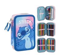 Astuccio Triplo Stitch Disney Completo con Accessori + Omaggio 18 Pastelli Tinta