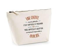 Astuccio Un Cheffe, ideale anche per trucchi, idea regalo, beige, Astuccio da toilette