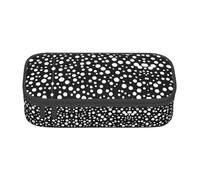 Astuccio unisex bianco e nero con stampa a pois, versatile borsa per cancelleria per ufficio, viaggi o trucco