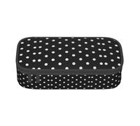 Astuccio unisex con stampa a pois bianchi e neri, borsa versatile per cancelleria per ufficio, viaggi o trucchi
