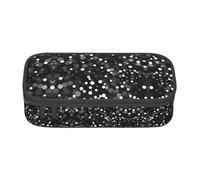 Astuccio unisex con stampa a pois bianchi e neri, borsa versatile per cancelleria per ufficio, viaggi o trucco