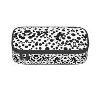 Astuccio unisex con stampa a pois neri e bianchi, borsa versatile per cancelleria per ufficio, viaggi o trucchi