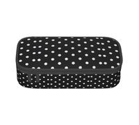 Astuccio unisex con stampa a pois neri e bianchi, borsa versatile per cancelleria per ufficio, viaggi o trucchi