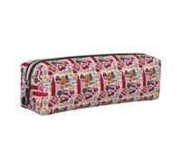 Astuccio unisex con stampa di giornale scolastico, per ufficio, viaggi, cancelleria, organizer, Argento, One Size, Organizer per borse
