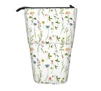 Astuccio verticale retrattile con acquerelli di erbe e fiori, astuccio per trucchi, per penne, matite e piccoli oggetti, Nero , Taglia unica, Astuccio per trucchi