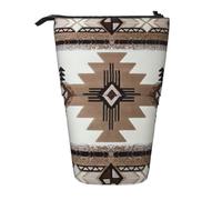 Astuccio verticale retrattile con motivo nativo americano, per penne, matite e piccoli oggetti, Nero , Taglia unica, Astuccio per trucchi