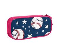Astuccio vintage a forma di stella del baseball, per ragazzi e ragazze, grande astuccio per penne da scrivania, cancelleria, astuccio per scuola, ufficio, borsa per il trucco con cerniera, Blu