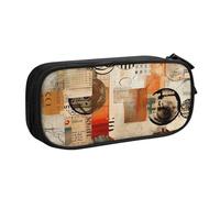 Astuccio vintage con giornale per ragazzi e ragazze retrò riviste grande borsa per penne da scrivania organizer per cancelleria astuccio per scuola ufficio borsa per il trucco con cerniera, Nero