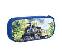 Astuccio vintage con treno a vapore, per ragazzi e ragazze, grande astuccio per penne da scrivania, organizer per cancelleria, astuccio per scuola, ufficio, borsa per il trucco con cerniera, rosa