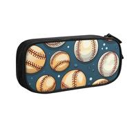 Astuccio vintage da baseball per ragazzi e ragazze con palla sportiva grande portapenne da scrivania organizer per cancelleria astuccio per scuola ufficio borsa per trucco con cerniera, Nero