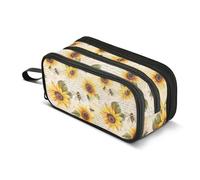 Astuccio vintage in nylon per ragazzi con girasoli di grande capacità per ragazze adolescenti cancelleria per scuola per ragazze superiori ragazze adolescenti