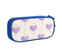Astuccio viola a forma di cuore per ragazzi e ragazze, grande astuccio per penne da scrivania, cancelleria, organizer per scuola, ufficio, borsa per il trucco con cerniera, rosa, 21x5x10.5cm, Astuccio
