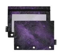 Astuccio viola fantasia romantica galassia con finestra trasparente raccoglitore matita caso trasparente finestra e occhielli raccoglitori 3 anelli per ufficio scuola forniture cosmetici multicolore 2