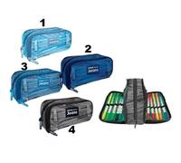 Astuccio Wings Tinta Unita Jeans con 18 Pennarelli Brush 21x11x7cm