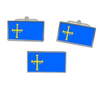 Asturias (Spagna) Bandiera Gemelli E Fermacravatta Set