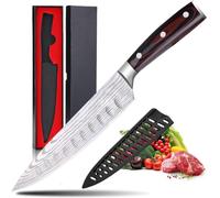 Astylway Coltello Chef,lama di lunghezza 17cm Coltello dello chef Professionali, fatto di 5Cr15Mov coltello da cucina in acciaio con taglio cavo per il taglio fine di carne, pesce e verdure