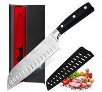 Astylway Coltello Santoku,lama di lunghezza 17cm Coltello dello chef Professionali, fatto di 5Cr15Mov coltello da cucina in acciaio con taglio cavo per il taglio fine di carne, pesce e verdure