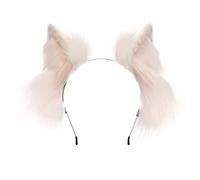 Asudaro Cerchietto con orecchie di lupo, orecchie di lupo, volpe, gatto, orecchie di gatto, orecchie di gatto, fascia per donne Kawaii cartone animato animali a forma di orecchio fascia decorativa per