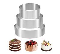 Asuinxurr Set di 3 anelli per torte in acciaio , rotondi, per torte, per creme, strati, torte con motivo, torte, per matrimoni, compleanni, 6 cm di altezza