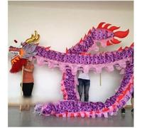 ASUIU Costume da danza del drago cinese in seta da 5,5 m for 6 giocatori - Testa tradizionale della danza del leone(Purple)