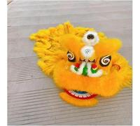 ASUIU Costume tradizionale cinese da danza del leone for bambini - Testa di danza del drago e del leone realizzata a mano(Yellow)