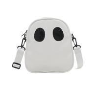 Asukohu 1. Halloween Skull Print Crossbody Bag PU leggero tracolla regolabile per feste Daily Essentials PU Funny Borsa a tracolla, bianco