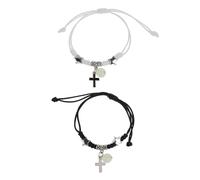 Asukohu 2 braccialetti in corda intrecciata con perline luminose, braccialetti per coppie, promesse, amicizia, gioielli coordinati per amanti e amicizia, Misura unica, come descritto