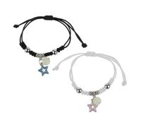 Asukohu 2 braccialetti in corda intrecciata con perline luminose, braccialetti per coppie, promesse, amicizia, gioielli coordinati per amanti e amicizia, Misura unica, come descritto